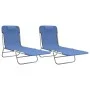 Tumbonas plegables 2 uds acero y textilene azul de vidaXL, Tumbonas - Ref: Foro24-360180, Precio: 87,28 €, Descuento: %