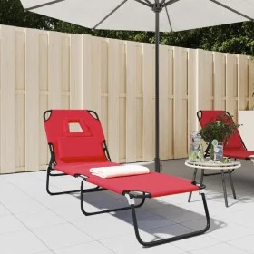 Folding sun lounger powder coated steel Oxford fabric red by vidaXL, Loungers - Ref: Foro24-360177, Price: 54,69 €, Discount: %