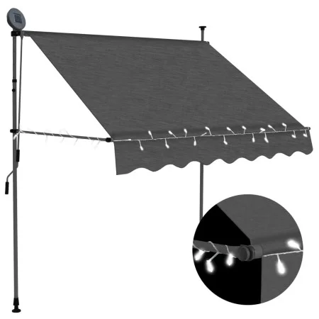 Manual retractable awning with anthracite gray LED 100 cm by vidaXL, Awnings - Ref: Foro24-145862, Price: 92,59 €, Discount: %