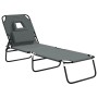 Tumbona plegable acero recubrimiento en polvo tela Oxford gris de vidaXL, Tumbonas - Ref: Foro24-360178, Precio: 73,62 €, Des...