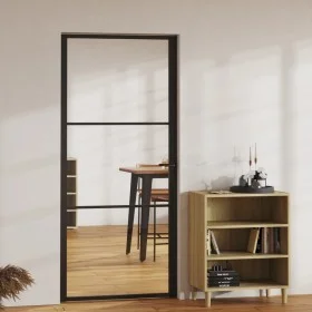 Innentür ESG-Glas und schwarzes Aluminium 93x201,5 cm von vidaXL, Türen für zu Hause - Ref: Foro24-151200, Preis: 211,36 €, R...