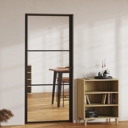Puerta interior vidrio ESG y aluminio negro 93x201,5 cm de vidaXL, Puertas para el hogar - Ref: Foro24-151200, Precio: 205,16...