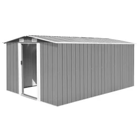 Caseta de jardín metal gris 257x392x181 cm de vidaXL, Cobertizos - Ref: Foro24-143345, Precio: 432,30 €, Descuento: %