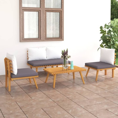 Set de muebles de jardín 4 piezas con cojines madera de acacia de vidaXL, Conjuntos de jardín - Ref: Foro24-46676, Precio: 36...