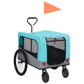 Remolque de bicicleta para mascotas cochecito 2 en 1 azul gris de vidaXL, Cochecitos para mascotas - Ref: Foro24-92441, Preci...