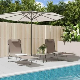 Klappbare Sonnenliegen, 2 Stück, Stahl und braunes Textilene von vidaXL, Liegen - Ref: Foro24-360184, Preis: 89,31 €, Rabatt: %