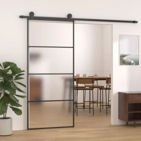 Puerta corredera ESG vidrio y aluminio 90x205 cm negro de vidaXL, Puertas para el hogar - Ref: Foro24-151659, Precio: 191,28 ...