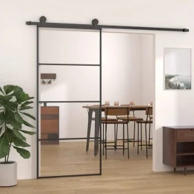 Schiebetür aus schwarzem Aluminium und ESG-Glas 90x205 cm von vidaXL, Türen für zu Hause - Ref: Foro24-149480, Preis: 202,13 ...
