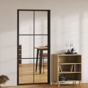 Puerta interior vidrio ESG y aluminio negro 93x201,5 cm de vidaXL, Puertas para el hogar - Ref: Foro24-151204, Precio: 208,87...