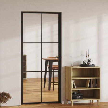 Puerta interior vidrio ESG y aluminio negro 93x201,5 cm de vidaXL, Puertas para el hogar - Ref: Foro24-151204, Precio: 208,87...