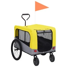 Bicycle Trailer Pet Stroller 2 in 1 Yellow Gray by vidaXL, pet strollers - Ref: Foro24-92442, Price: 132,18 €, Discount: %