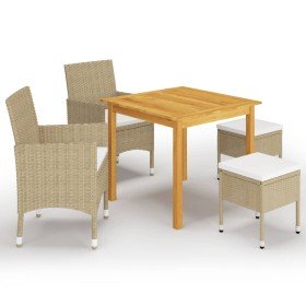 Juego de comedor de jardín de 5 piezas beige en Conjuntos de jardín | Comprar online en Foru.es