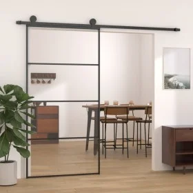 Aluminum and ESG black glass sliding door 102.5x205 cm by vidaXL, Doors for the home - Ref: Foro24-149481, Price: 204,72 €, D...