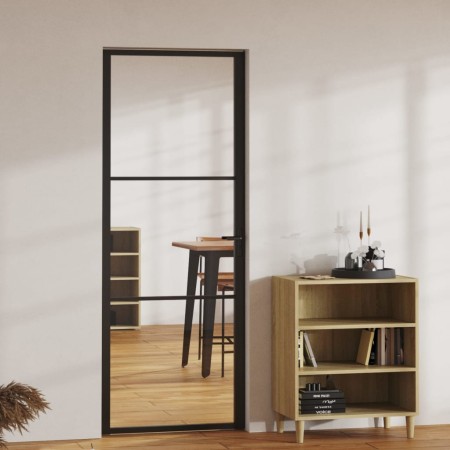 Puerta interior vidrio ESG y aluminio negro 76x201,5 cm de vidaXL, Puertas para el hogar - Ref: Foro24-151198, Precio: 199,87...