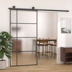 ESG glass and black aluminum sliding door 102.5x205 cm by vidaXL, Doors for the home - Ref: Foro24-151687, Price: 225,48 €, D...