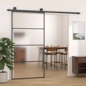 ESG glass and black aluminum sliding door 102.5x205 cm by vidaXL, Doors for the home - Ref: Foro24-151663, Price: 231,46 €, D...