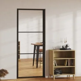 Puerta interior vidrio ESG y aluminio negro 83x201,5 cm de vidaXL, Puertas para el hogar - Ref: Foro24-151199, Precio: 209,95...