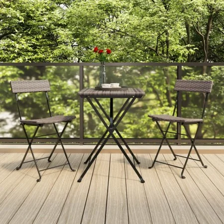 Sillas cafetería plegables 2 uds acero y ratán sintético gris de vidaXL, Sillas de jardín - Ref: Foro24-319988, Precio: 76,31...