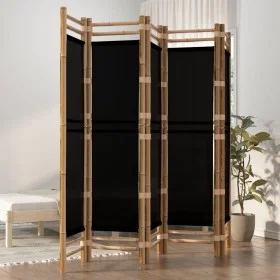 Biombo plegable de 5 paneles bambú y lona 200 cm de vidaXL, Divisores de ambientes - Ref: Foro24-350629, Precio: 113,72 €, De...