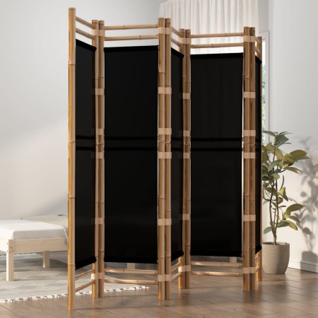 Biombo plegable de 5 paneles bambú y lona 200 cm de vidaXL, Divisores de ambientes - Ref: Foro24-350629, Precio: 114,85 €, De...