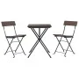 Muebles de cafetería plegables 3 piezas ratán sintético marrón de vidaXL, Conjuntos de jardín - Ref: Foro24-319990, Precio: 1...