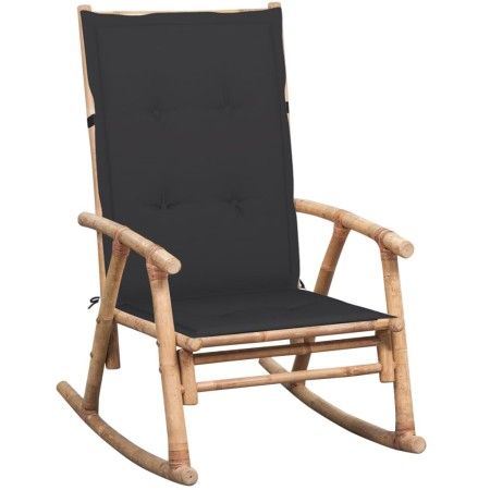 Silla mecedora con cojín bambú de vidaXL, Sillas de jardín - Ref: Foro24-3063903, Precio: 148,04 €, Descuento: %