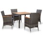 Set de comedor para jardín 5 pzas cojines ratán sintético gris de vidaXL, Conjuntos de jardín - Ref: Foro24-46085, Precio: 47...