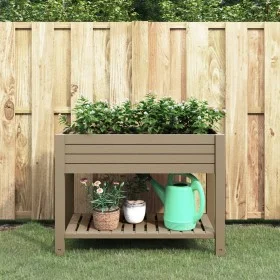 Jardinera alta polipropileno marrón claro 110x45x79 cm de vidaXL, Maceteros y jardineras - Ref: Foro24-364176, Precio: 176,91...