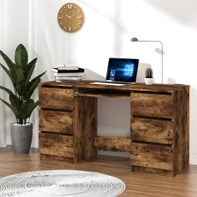 Escritorio madera contrachapada roble ahumado 140x50x77 cm de vidaXL, Escritorios - Ref: Foro24-815438, Precio: 138,53 €, Des...