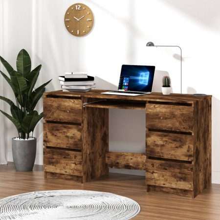 Escritorio madera contrachapada roble ahumado 140x50x77 cm de vidaXL, Escritorios - Ref: Foro24-815438, Precio: 140,98 €, Des...