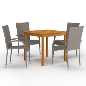 Juego de comedor para jardín 5 piezas gris en Conjuntos de jardín | Comprar online en Foru.es