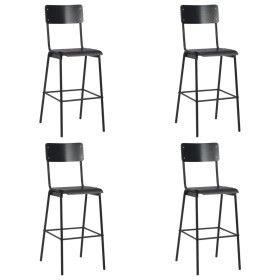 Taburetes de cocina 4 uds madera contrachapada y acero negro de vidaXL, Taburetes de cocina - Ref: Foro24-3054566, Precio: 40...