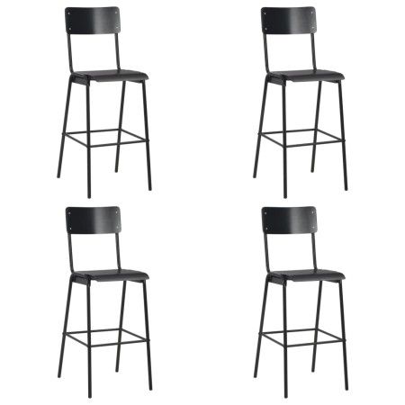 Taburetes de cocina 4 uds madera contrachapada y acero negro de vidaXL, Taburetes de cocina - Ref: Foro24-3054566, Precio: 40...