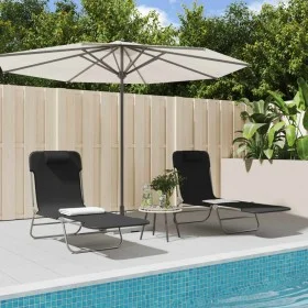 Folding sun loungers 2 units, steel and black textilene by vidaXL, Loungers - Ref: Foro24-360181, Price: 87,39 €, Discount: %