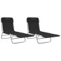 Tumbonas plegables 2 uds acero y textilene negro de vidaXL, Tumbonas - Ref: Foro24-360181, Precio: 87,39 €, Descuento: %