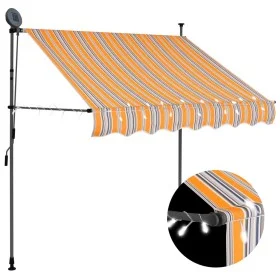 Toldo manual retráctil con LED amarillo y azul 200 cm de vidaXL, Toldos - Ref: Foro24-145850, Precio: 79,71 €, Descuento: %