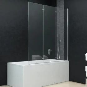 Faltbare Duschwand 3 Paneele ESG 130x138 cm von vidaXL, Duschtüren - Ref: Foro24-144679, Preis: 149,68 €, Rabatt: %