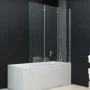 Folding shower screen with 3 panels ESG 130x138 cm by vidaXL, shower doors - Ref: Foro24-144679, Price: 149,68 €, Discount: %