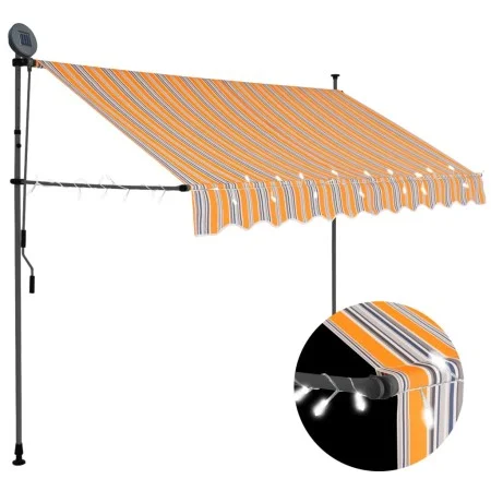 Toldo retráctil manual con LED amarillo y azul 300 cm de vidaXL, Toldos - Ref: Foro24-145852, Precio: 96,90 €, Descuento: %