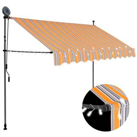 Toldo retráctil manual con LED amarillo y azul 300 cm de vidaXL, Toldos - Ref: Foro24-145852, Precio: 98,58 €, Descuento: %