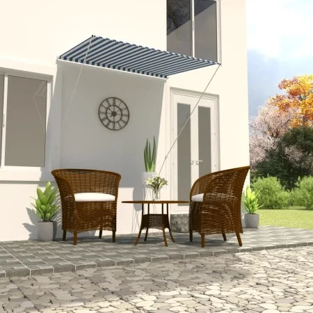 Toldo retráctil 150x150 cm azul y blanco de vidaXL, Toldos - Ref: Foro24-143746, Precio: 41,41 €, Descuento: %