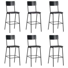 Taburetes de cocina 6 uds madera contrachapada y acero negro de vidaXL, Taburetes de cocina - Ref: Foro24-3054567, Precio: 69...