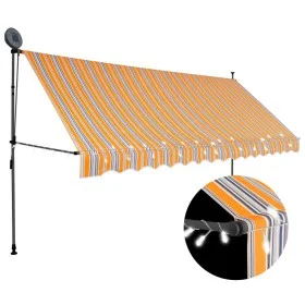Toldo retráctil manual con LED amarillo y azul 400 cm de vidaXL, Toldos - Ref: Foro24-145854, Precio: 104,67 €, Descuento: %