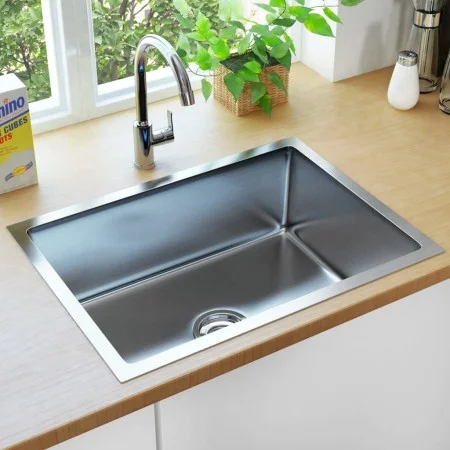 Fregadero de cocina hecho a mano acero inoxidable de vidaXL, Fregaderos - Ref: Foro24-145078, Precio: 87,05 €, Descuento: %