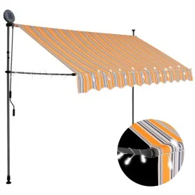 Toldo manual retráctil con LED amarillo y azul 250 cm de vidaXL, Toldos - Ref: Foro24-145851, Precio: 91,29 €, Descuento: %