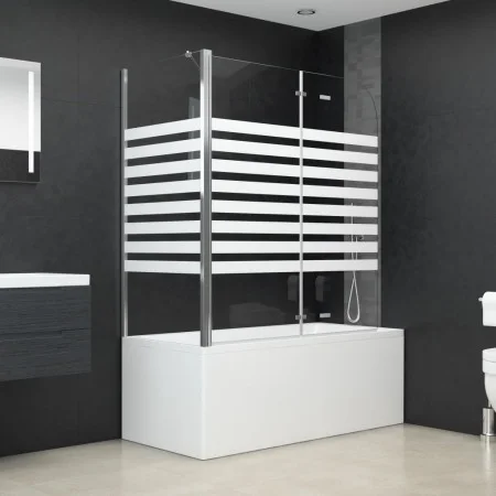 Mampara de baño vidrio templado a rayas 120x68x130 cm de vidaXL, Puertas de ducha - Ref: Foro24-146226, Precio: 231,57 €, Des...