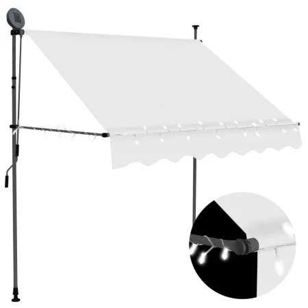 Toldo manual retráctil con LED crema 200 cm de vidaXL, Toldos - Ref: Foro24-145871, Precio: 77,48 €, Descuento: %