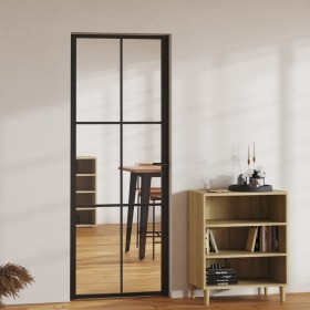 Puerta interior vidrio ESG y aluminio negro 76x201,5 cm de vidaXL, Puertas para el hogar - Ref: Foro24-151202, Precio: 217,20...