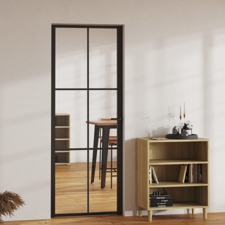 Puerta interior vidrio ESG y aluminio negro 76x201,5 cm de vidaXL, Puertas para el hogar - Ref: Foro24-151202, Precio: 217,20...