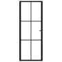 Puerta interior vidrio ESG y aluminio negro 76x201,5 cm de vidaXL, Puertas para el hogar - Ref: Foro24-151202, Precio: 217,20...